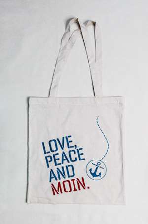 "LOVE, PEACE AND MOIN" STOFFBEUTEL